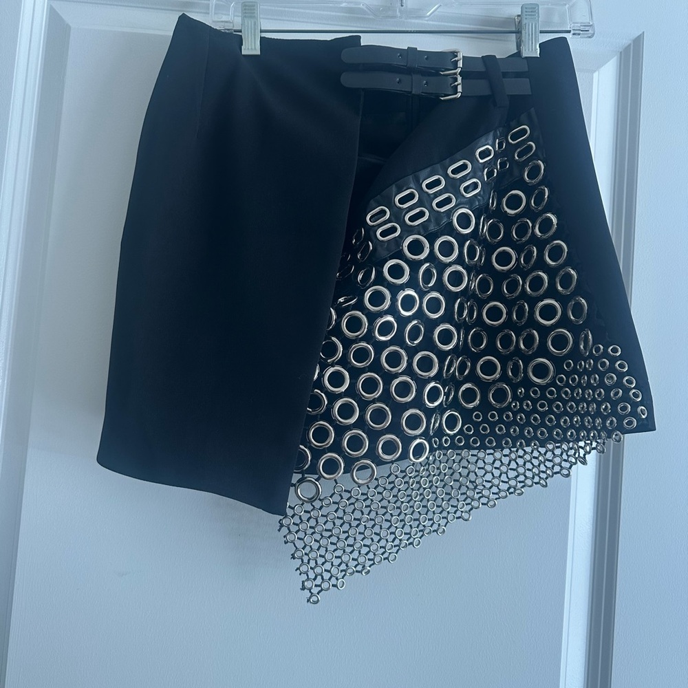 Arket Black Asymmetrical Skirt with Silver Accents